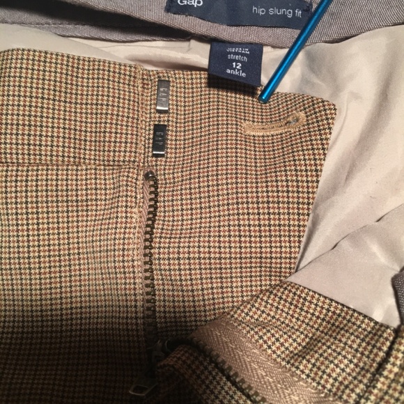 GAP Tan plaid slacks Women’s 12 - Picture 2 of 4